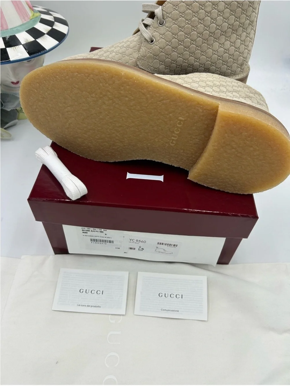 Men’s Gucci GG monogram desert boots oatmeal size 9 fits 10 US made Italy